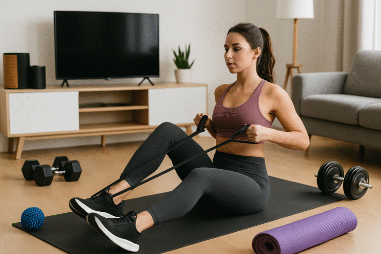 woman at home workout