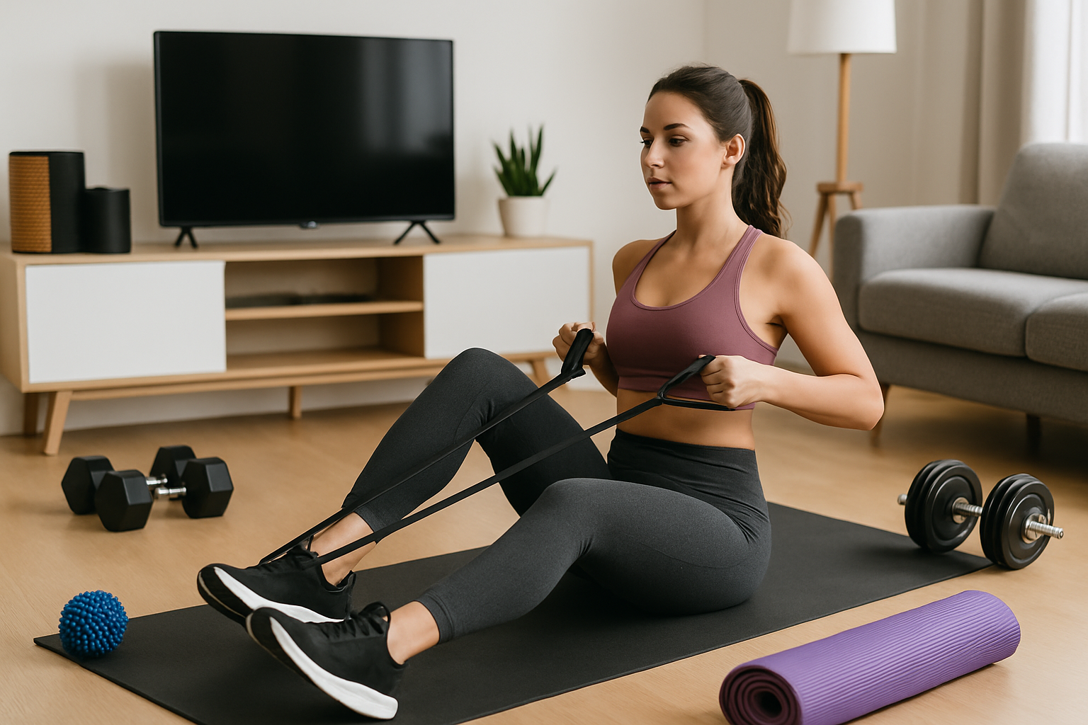 woman at home workout